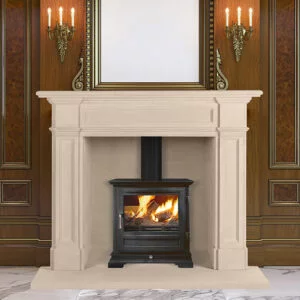 A classic interior with wood paneling and a picture frame above the fireplace, Sandridge Stone Fireplaces, Limestone, Bath Stone, Portland Limestone, Melksham, Wiltshire