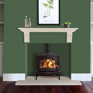 A gas burning fireplace in a new home, Mantel shelf, Limestone Shelf, Sandridge Stone Fireplaces, Limestone, Bath Stone, Portland Limestone, Melksham, Wiltshire